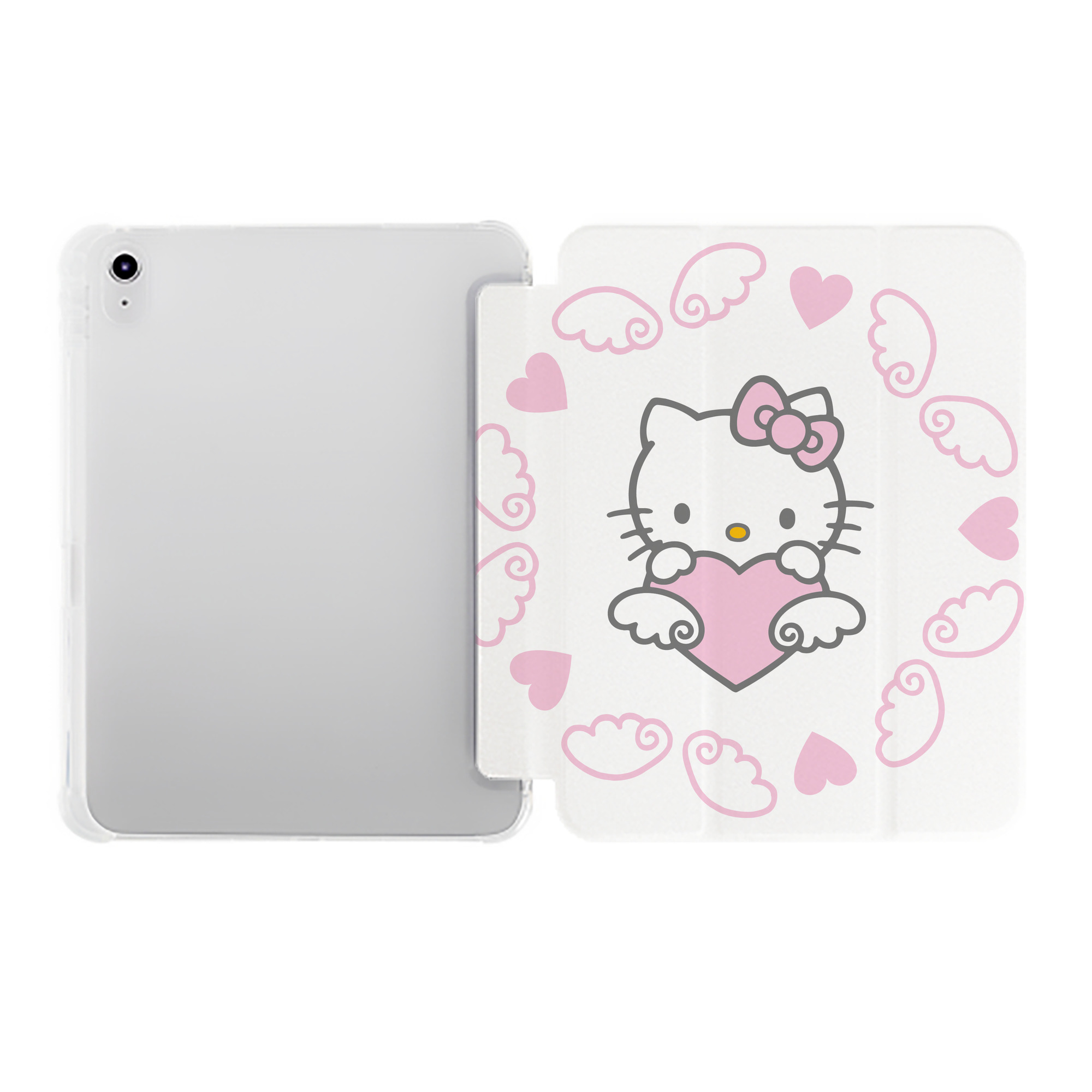 （画像用） Hello Kitty ハローキティ IPad ケース ペン収納付き 三つ折りスタンド PUレザー×シリコン 対応機種9.5/10.5/10.9インチ